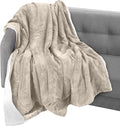 Elegant Comfort Throw Blanket, Reversible Sherpa Flannel, Ultra-Soft, Fuzzy, Cozy and Plush- All Season Lightweight Decorative Throw, 50 x 60 inches, Solid Sherpa Throw, Cream