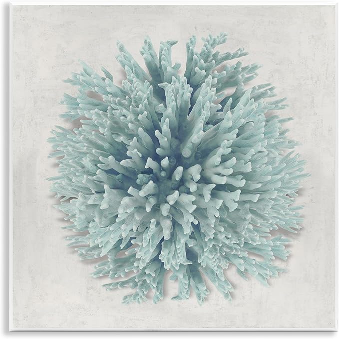 Coral Ball Blue Sea Beach, 12 x 12 Inch Mounted Print on Wall Plaque | Stupell Industries | 12 x 12 Inches, Easy to Hang and Sturdy, Made in USA, by Caroline Kelly