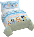 Jay Franco Kids Duvet Cover Set – 3 Piece Super Soft Bedding with Sham Pillowcase, Cover ONLY Comforter Not Included, Multi - Bluey, Queen