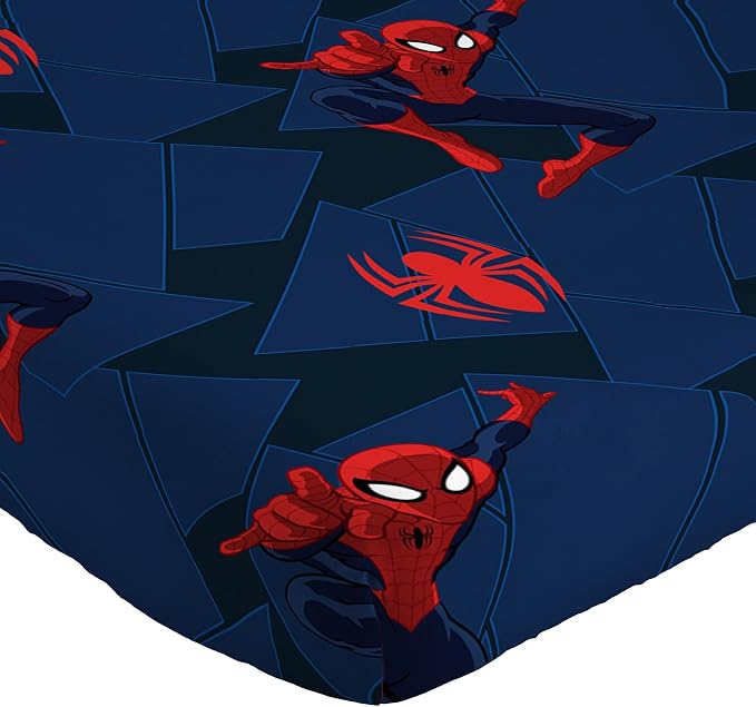 Jay Franco Kids Sheet Set with Fitted, Flat Sheets & Pillow Cover - Ultra-Soft Bedding with Pillowcase for Room Decor, Blue - Spiderman, 3 Piece Twin