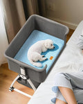 Bedside Dog Bed,6-Height Adjustable Pet Bassinet for Medium & Large Dogs | 6-Height Adjustable Side-Sleeper, Elevated Bed Extension for Humans, Washable Small Dog & Cat Couch with Sides, 30"x21"