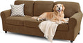 SUBRTEX 7 Pieces Stretch Sofa Slipcover Sets Couch Cover Sets Backrest Cushion Covers Furniture Protector Collection Set for Oversize Sofa Loveseat Chair Slip Covers(Large, Coffee)
