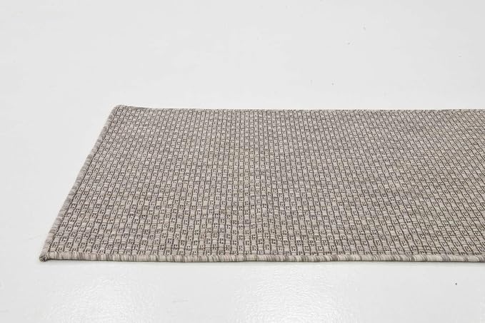 Unique Loom Collection Casual Transitional Solid Heathered Indoor/Outdoor Flatweave Area Rug (2' x 6' 1" Runner, Beige/Ivory)