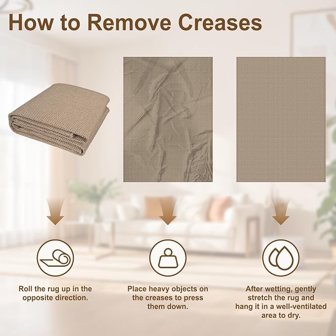 Faux Jute Rugs for Entryway, 3' x 5' Indoor Outdoor Rug, Farmhouse Washable Ultra-Thin Non-Slip Area Rug for Foyer, Backdoor, Living Room, Kitchen, Bedroom, Balcony