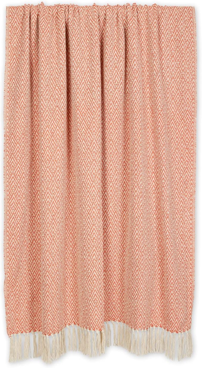 DII Diamond Throw Collection Cotton Woven, 50x60, Spice
