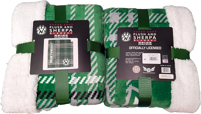 NCAA Northwest Missouri State Bearcats Playmaker Plaid Ultra Cozy Sherpa Throw