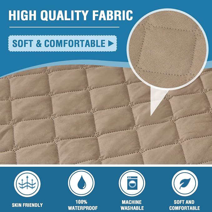 H.VERSAILTEX Sofa Cover, 100% Waterproof Slipcover Furniture Protector, Washable Couch Cover with Non-Skid Backing and Elastic Straps for Kids, Dogs, Pets(Oversized Sofa, French Oak)