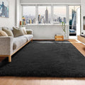 ONASAR Black Area Rugs for Bedroom Living Room, Fluffy Fuzzy Shaggy 4x6 Bedside Rug, Soft Plush Modern Indoor Floor Carpet for Nursery Kids Girls Boys Teen Dorm Home Office Decor Aesthetic