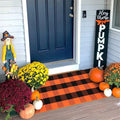 KIMODE Fall Outdoor Rug Buffalo Plaid Orange and Black 24"x51",Washable Cotton Fall Halloween Door Mat,Reversible Checkered Layering Rugs for Entryway,Halloween Front Porch Decor