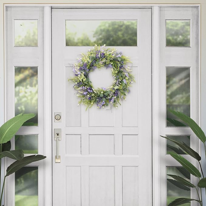 Puleo International 30" Artificial Eucalyptus Floral Spring Door Wreath, Multicolor (2605-W30)