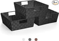Sorbus Set of 3 Large Woven Storage Baskets – Mesh Hand-Woven Baskets for Organizing, Fabric Storage Bins for Linen Closet Organizer, Storage Baskets for Shelves and Home Organization (Black)