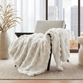 Madison Park Vivienne Faux Fur Throw Blanket Velvet, 50 x 60, Ivory | Cozy Warmth for Sofa or Bed, Reversible, Lightweight, OEKO-TEX Certified