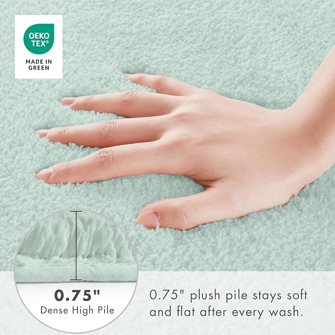 Madison Park Marshmallow Highly Absorbent Bath Runner, 24 x 72, Seafoam | Non slip Backing, Spa Quality Luxurious Plush Bath Rug for Bathroom, Quick Dry, OEKO TEX