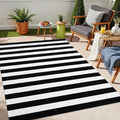 OLANLY Black and White Striped Rug 4' x 6' – Washable Cotton Indoor Outdoor Doormat for Front Door, Entryway, Kitchen, Porch, Patio Decor
