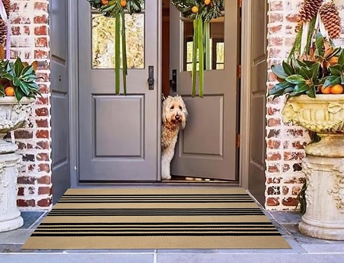 Striped Outdoor Rug -2.3'x3.6' Front Door Rugs Outdoor Small Area Rug for Front Porch, Spring Welcome Mats Outdoor Indoor, Doormat for Entryway Porch Entrance