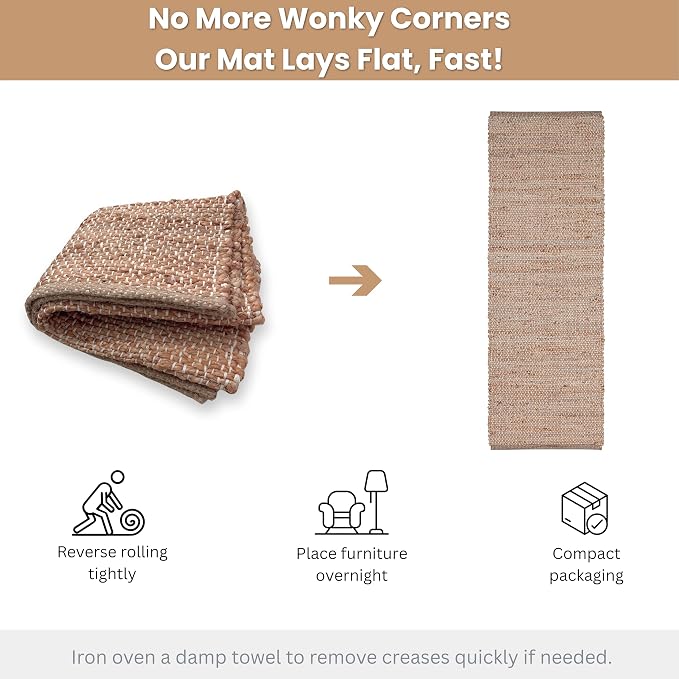 Hausattire Jute Woven Runner Rug 2'x6' - Natural, Hand Braided Boho Reversible Area Rugs for Kitchen, Living Room | Farmhouse Indoor Outdoor Long Mat for Bedroom, Natural Fiber Patio Mats - 24x72 Inch