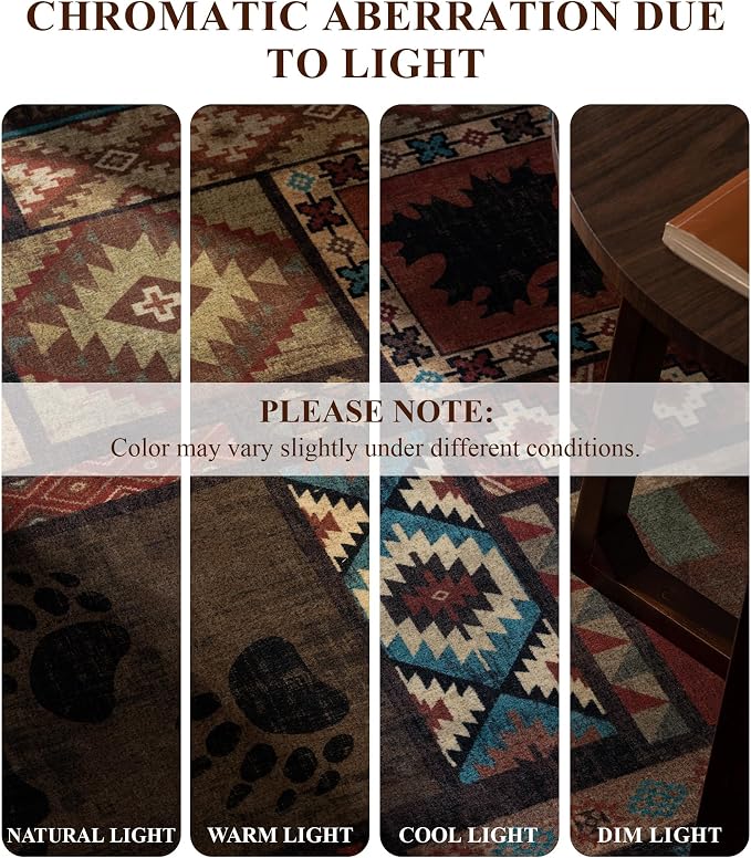 YIHOUSE Rustic Cabin Rugs for Living Room 10x14, Wildlife Bear & Deer Area Rug, Washable Southwestern Lodge Large Area Rug