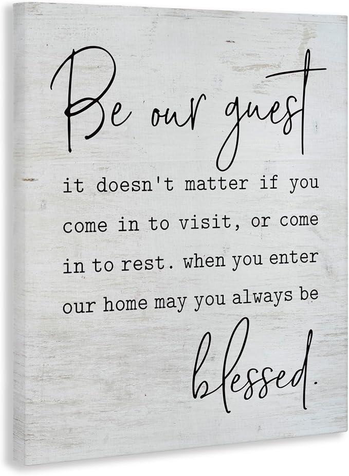 Stupell Industries 'Be Our Guest Family Welcome', Canvas Art, 30 x 40 Inches, Easy to Hang and Sturdy, Made in USA, by Lettered and Lined
