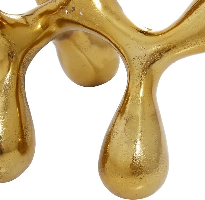 CosmoLiving by Cosmopolitan Aluminum Metal Abstract Decorative Sculpture Home Decor Statue, Accent Figurine 11" x 11" x 12", Gold