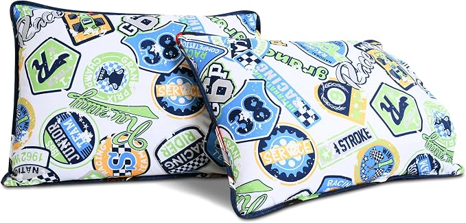 Lush Decor Race Car Kids' 2-Piece Quilt Bed Set, Reversible Bedding Set for Boys, Navy, Twin