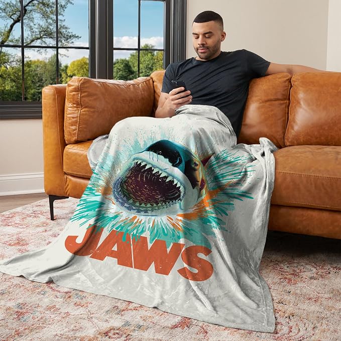 Northwest Jaws Shark Splash Silk Touch Throw Blanket 60x80 inches