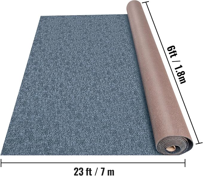 Happybuy 6 ft x 23 ft Grey Marine Carpet for Boats Waterproof - 0.18" Thick Indoor Outdoor Rug Carpet Roll for Home Patio Porch Deck