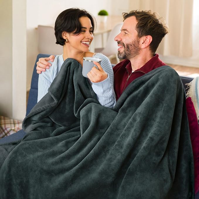 Americanflat 60x80 Fleece Throw Blanket, Gray | Soft and Breathable, For Couch, Bed, Chair, Roomy, Perfect for Home, Bedroom, or Outdoor Use