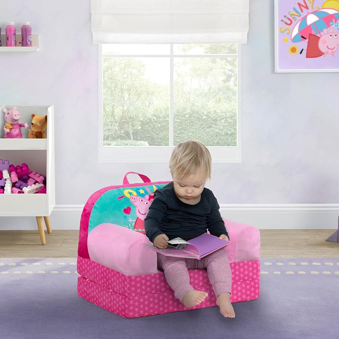 Delta Children - Peppa Pig Cozee Buddy Flip-Out Kids Chair - Greenguard Gold Certified, Pink