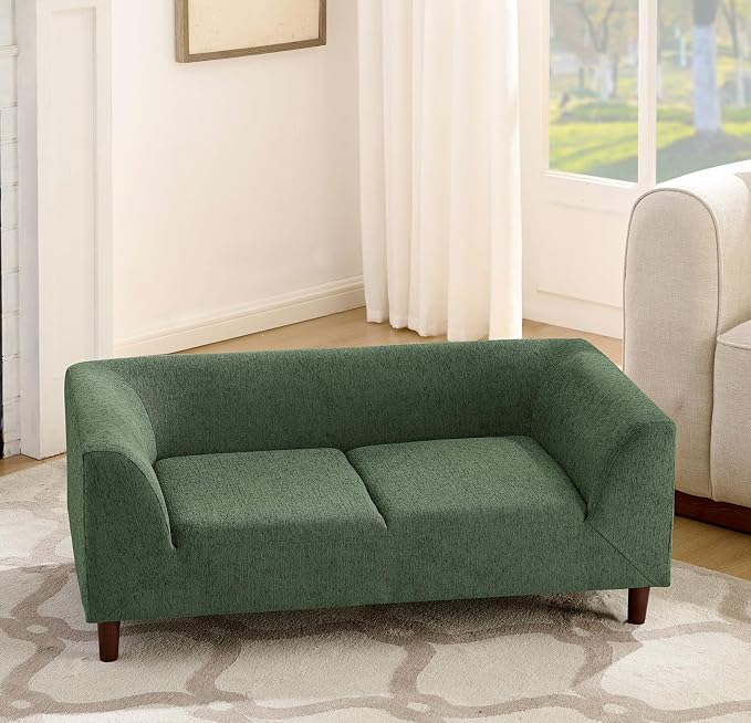 Dog Sofa Couch for Medium Dogs with Backrest and Armrest, Memory Foam Dog Sofa Bed, Modern Elevated Pet Couch Bed with Wooden Legs, Green