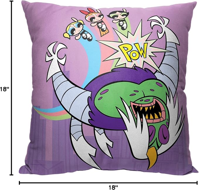 Northwest Powerpuff Girls Pillow, 18" x 18", Ka-Pow
