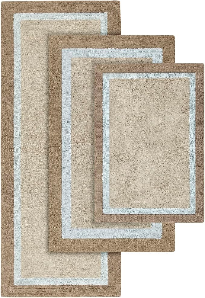 Madison Park Amherst Tufted Bath Rug Cotton Non-Slip, 27 x 45, Blue | Quick Dry, Ultra Soft, Pile, Machine Washable, Absorbent, OEKO-TEX Certified
