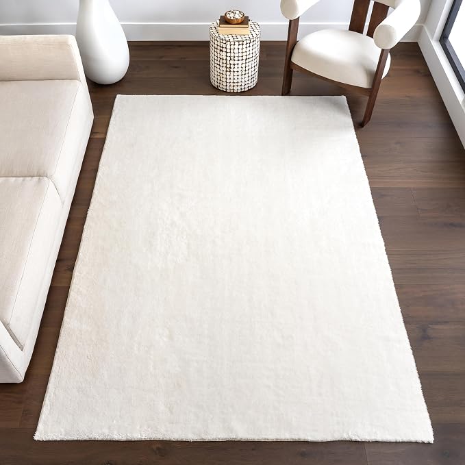 nuLOOM 8' 10" x 13' Cozy Plush Area Rug, Machine Washable, Non-Slip, Soft Fluffy Shag Carpet for Living Room Bedroom Kids Room Nursery Home Decor, Loni White