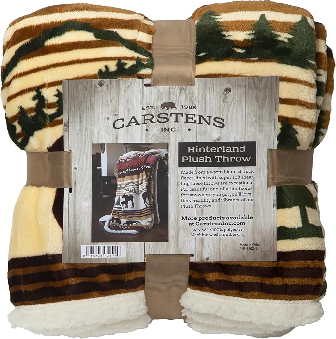 Carstens, Inc. Ultra Premium Super Soft Plush Sherpa Fleece Oversized Throw Blanket 54" x 68", Hinterland
