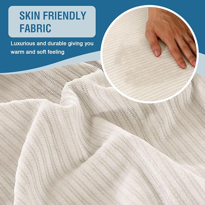 H.VERSAILTEX Velvet Dining Chair Covers Stretch Chair Covers for Dining Room Set of 2 Parson Chair Slipcovers Chair Protectors Covers Dining, Soft Thick Solid Velvet Fabric Washable, Ivory Striped