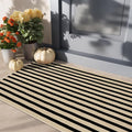 LEEVAN Black and White Outdoor Rug 2x4.3, Outside Entrance Door Mat, Washable Welcome Layering Rugs Farmhouse Front Porch Mats Outside Striped Layered Front Doormat for Porch/Entryway
