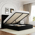 Allewie Full Size Lift Up Hydraulic Storage Bed Frame Black | Modern Wingback Headboard, Hydraulic Support Storage, No Box Spring Needed