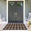 Buffalo Plaid Rug 2x3 Brown and Black Checkered Rug Grid Indoor Outdoor Doormat Porch Layering Carpet Cotton Woven Washable Area Mat for Patio Entryway Farmhouse Decor