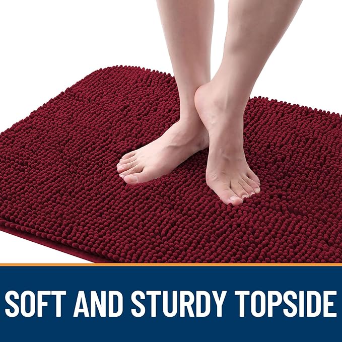 OLANLY Dog Door Mat for Muddy Paws 47x20, Absorbs Moisture and Dirt, Absorbent Non-Slip Washable Doormat, Quick Dry Chenille Mud Mat for Dogs, Entry Indoor Entryway Carpet for Inside Floor, Burgundy