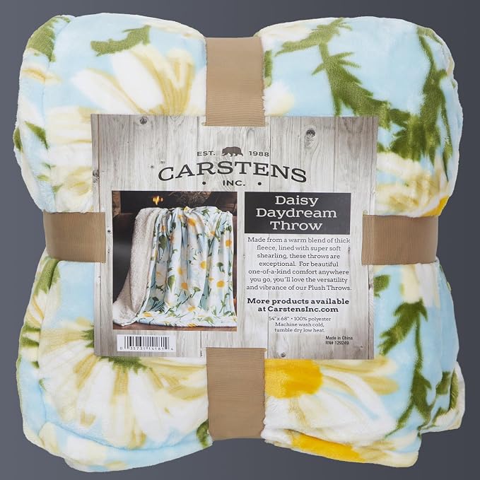 Carstens, Inc. Ultra Premium Super Soft Plush Sherpa Fleece Oversized Throw Blanket 54" x 68", Daisy Daydream
