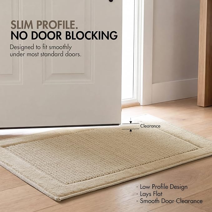 Madison Park Sanctuary 100% Cotton Non-Slip Bath Rug, 24x48 Inch, Natural | Low-Profile Woven Design, Ultra Soft Absorbent & Machine Washable, Ideal for Bathroom Bedroom and Entryway Decor