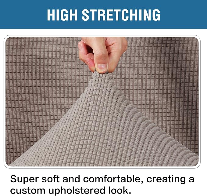 H.VERSAILTEX Ottoman and Sofa Seat Cushion Combined Cover Slipcover Rectangle Sofa Slipcover Fit Length 56'-75' Suitable for L Shaped Seat Cushion Cover or Chaise Part Cover Stretch Thick Soft - Taupe