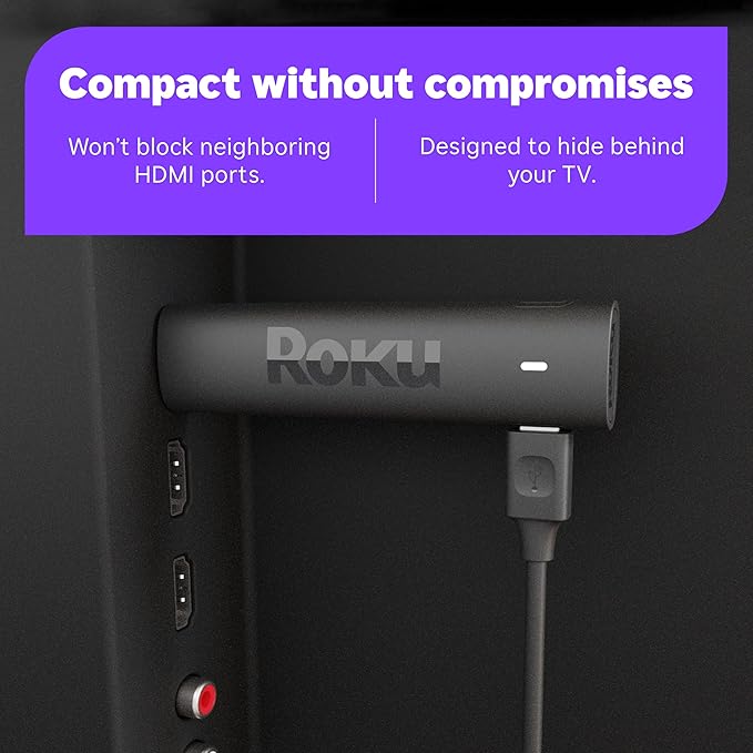 Roku Streaming Stick 4K with Voice Remote - HDR10+ & Dolby Vision | Compact 4K Streaming Device for TV with Roku Voice Remote & Long-Range Wi-Fi - Free & Live Local News, Sports