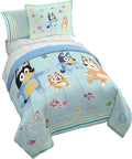 Bluey Bingo Twin Comforter Set 5 Piece Soft Kids Cartoon Bedding, Blue | Bed in a Bag, Comforter Sheets Sham Pillowcase, Official Product, Soft Microfiber, Machine Washable, Easy Care, Kids Gift