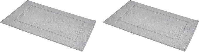 Amazon Basics Banded Bathroom Bath Rug Mat, Machine Washable, 100% Cotton, 31" x 20", Powder Gray (Pack of 2)
