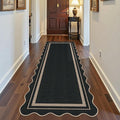 Easy Jute Runner Rug 2x6, Black Indoor Outdoor Carpet, Washable Non-Slip Floor Mat for Entryway Hallway Kitchen Porch
