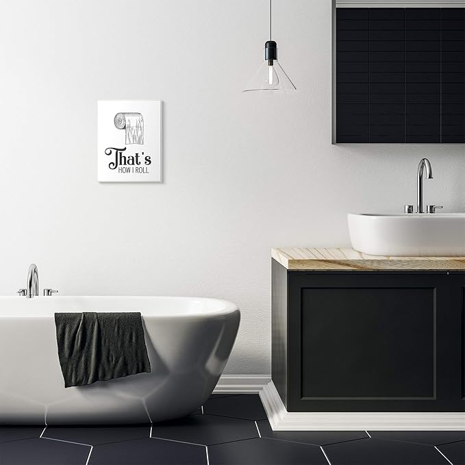 'That's How I Roll Toilet Paper Bathroom Word'| Wall Plaque Art | Stupell Industries | 10 x 15 Inches, Easy to Hang and Sturdy, Made in USA, by Lettered and Lined