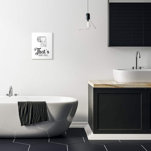 'That's How I Roll Toilet Paper Bathroom Word'| Wall Plaque Art | Stupell Industries | 10 x 15 Inches, Easy to Hang and Sturdy, Made in USA, by Lettered and Lined