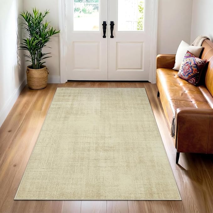 Joydeco 3x5 Area Rugs for Living Room Classic, Beige | Non Slip Machine Washable Neutral Low Pile for Bedroom Dining Room Home Office Pet & Child Friendly