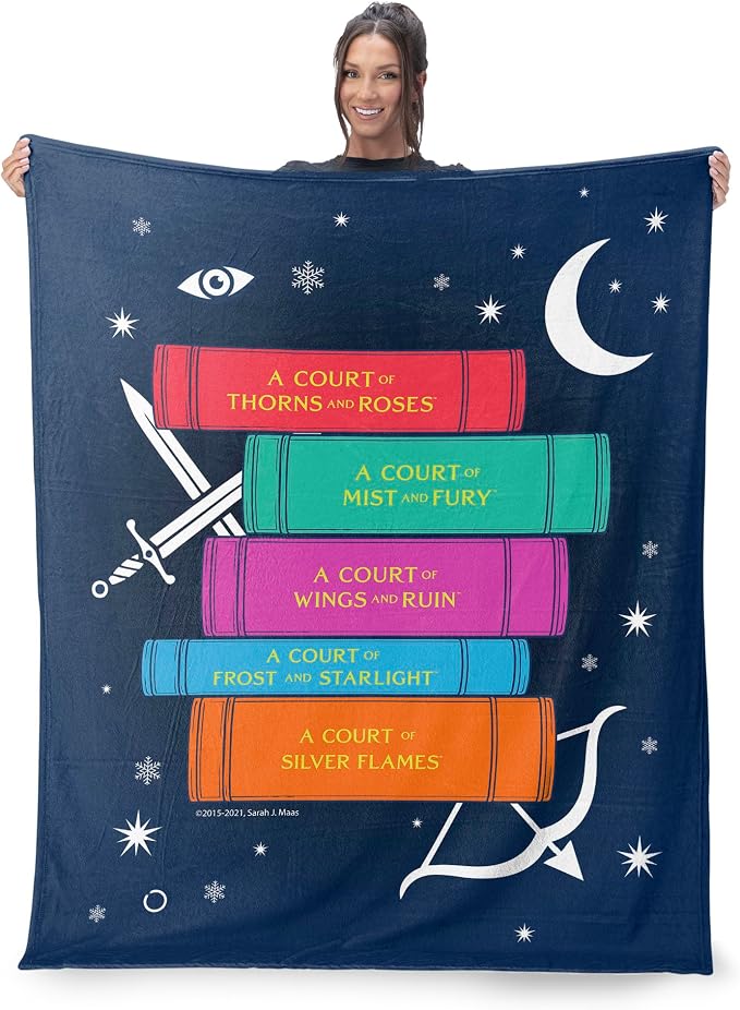 Northwest Sarah J. Maas Book Stack Silk Touch Throw Blanket, 46 x 60 in | Silky-soft lightweight comfort for sofas, travel, and everyday lounging