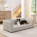 Oversized Dog Sofa Couch for Medium and Large Dogs with Backrest and Armrest, 56.5" Memory Foam Dog Sofa Bed, Modern Elevated Pet Couch Bed with Legs, Beige